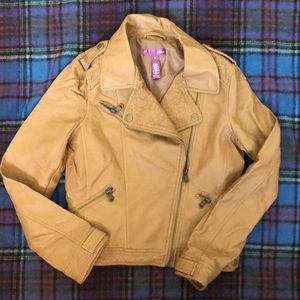 Aqua girls brown vegan leather jacket